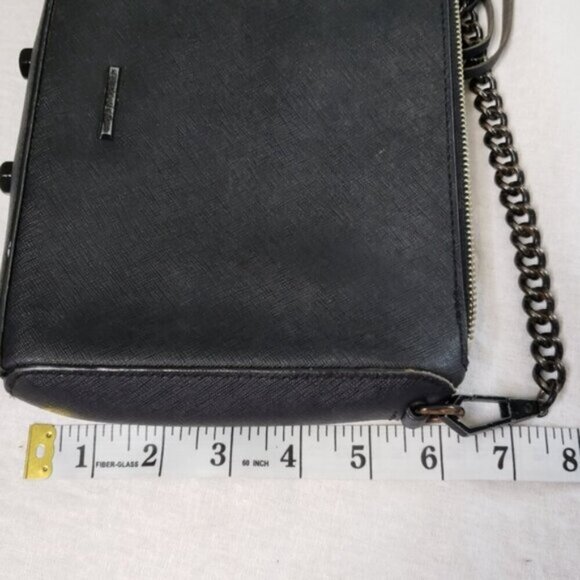 Rebecca Minkoff Avery Black Saffiano Leather Crossbody Bag Purse Studded Chain - Picture 14 of 16